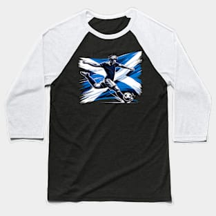 Dynamic Scotland Soccer Star in Action - Vector Design Baseball T-Shirt